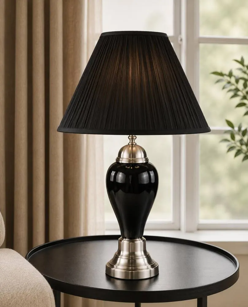 Table lamp with black shade
