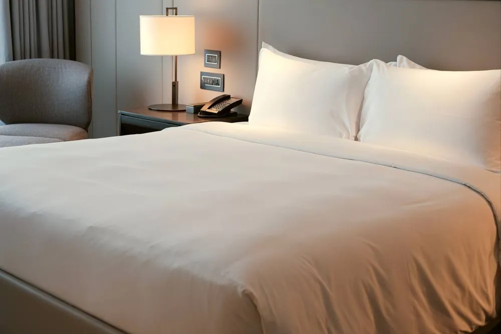 Bed with white sheets