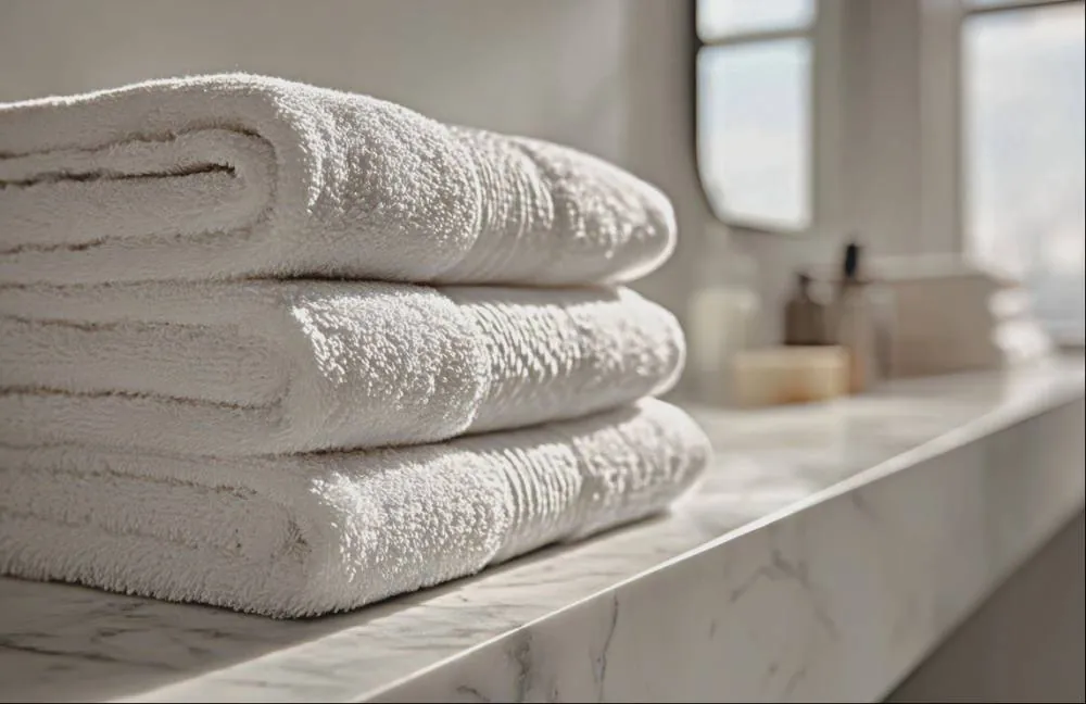 Stacked bath towels