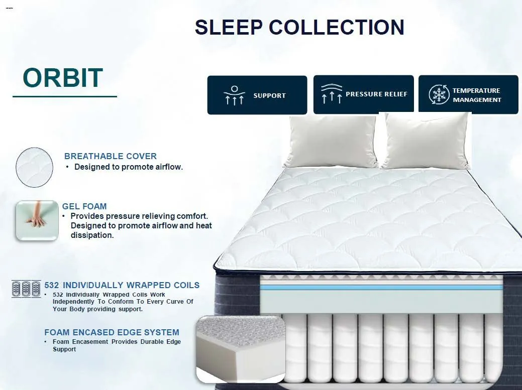 Orbit sleep collection specification sheet